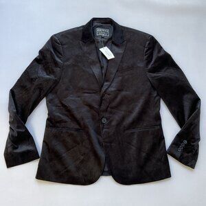Guess Men’s Regular Fit Black Velvet Blazer With Paisley Printed Allover Size M
